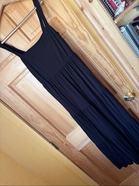 Soma Black Sleeveless Tiered Maxi Dress
